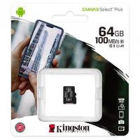 Карта памяти microSDXC Kingston Canvas Select Plus 64 GB Class 10 А1 UHS-1