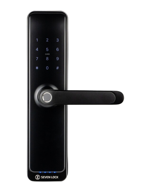 Умный дверной биометрический замок SEVEN LOCK SL-7767BFW black (без врезной части)