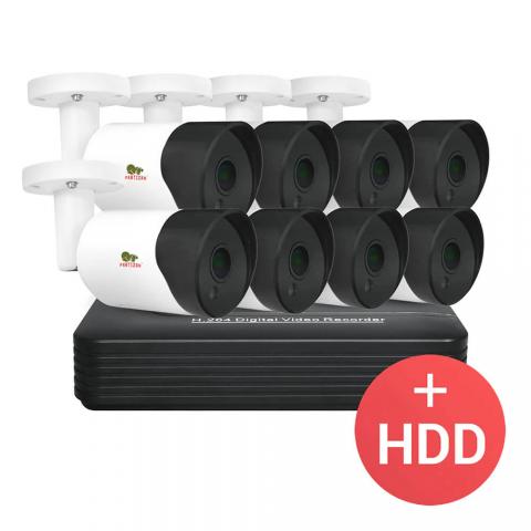 Комплект відеоспостереження 2.0MP Набір для вулиці AHD-24 8xCAM + 1xDVR + HDD