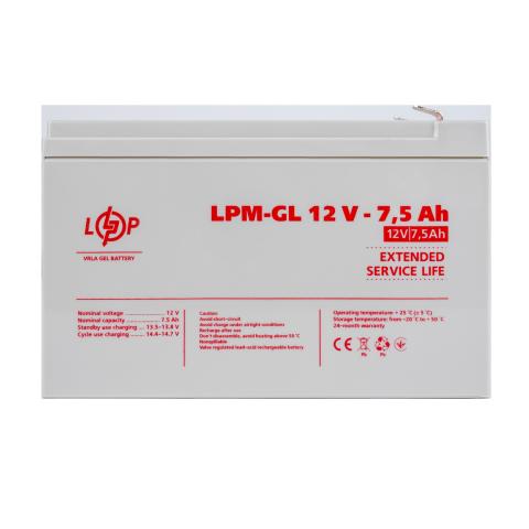 Аккумулятор гелевый LPM-GL 12V - 7.5 Ah