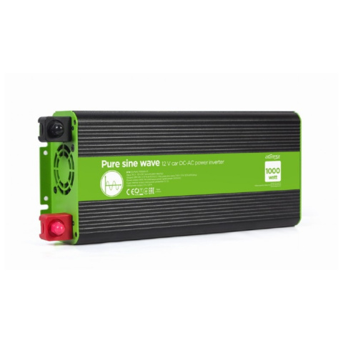 Інвертор напруги EnerGenie EG-PWC-PS1000-01 (12→230 В, 1000 Вт, чиста синусоїда)